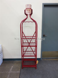 China Red Metal Pop Wine Mugs Retail Free Standing Glass Cup Display Rack Multi- Layer supplier