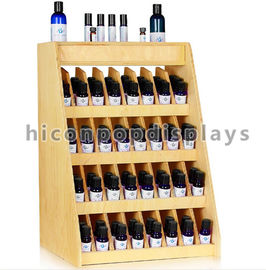 China Birch Wooden Display Racks Countertop 240 Bottle Essential Retail 4-Tier Display Rack supplier