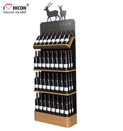China Freestanding Custom Wooden Wine Display Rack For Liquor Store Advertising supplier