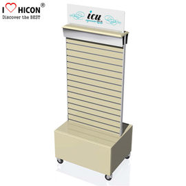 China Commercial Retail Store Large Slatwall Wood Flooring Display Rack With Storage supplier
