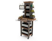 Customized Wine Retail Store Display Fixture 4 Legs Bamboo Wood Wine Display Rack