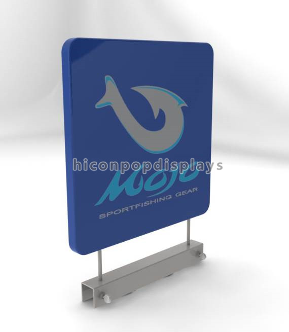 Retail Store Advertising Signage Counter Display Racks With Black Metal Sign Stand