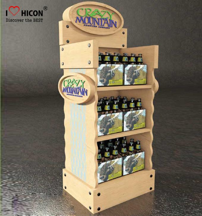 3 Seconds Catch Clients Wooden Beer Display Racks Wine Merchandising Displays